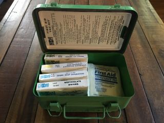 Vintage PAC - KIT First Aid Metal Box,  Green,  With Contents 6