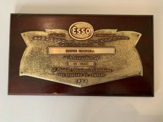 Vintage 1958 Esso Standard Oil Company 20 Year Employee Recognition Plaque