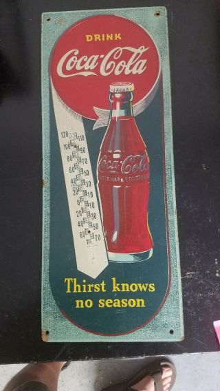 1944 Coca - Cola Masonite Thermometer
