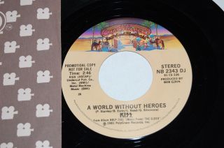 Kiss Vintage 7 " 45 A World Without Heroes Promo Vinyl Aucoin Usa Casablanca
