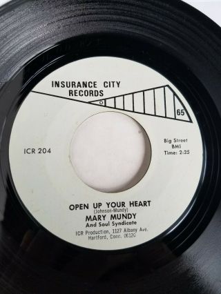 Soul - Mary Mundy 45 Insurance City Records 204 Open Up Your Heart Vg,