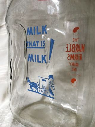 Vintage Half Gallon Milk Bottle Marble Farms Dairy Syracuse York Horse Cart