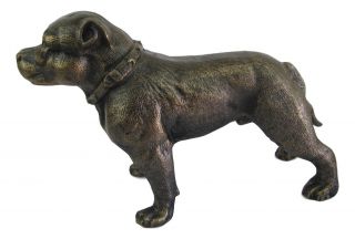 Pitbull Or Staffordshire Bull Terrier Cast Iron Bronzed Statue