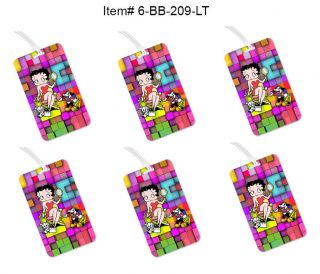 Setof 6 - Lenticular Betty Boop Luggage Tags - Mirror Dog Blocks 3d 6 - Bb - 209 - Lt
