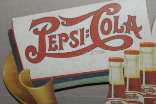 RARE 1940 ' s PEPSI COLA BIGGER BETTER SIGN 6 BOTTLE 5 CENT DOUBLE DOT SODA POP 5