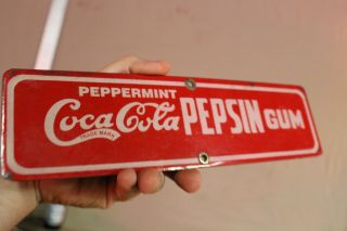 Coca Cola Peppermint Pepsin Gum Porcelain Sign Gas Oil Car Farm Soda Pop Coke