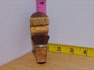 Vintage 2 Piece Carved Wood Monk Friar Wine Liquor Bottle Cork Stopper Pourer 3
