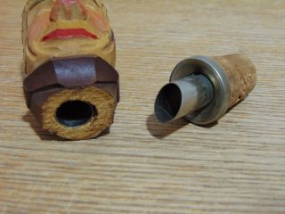 Vintage 2 Piece Carved Wood Monk Friar Wine Liquor Bottle Cork Stopper Pourer 6