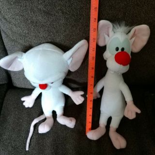 Dakin 1995 Warner Bros Animaniacs Pinky And The Brain 14 " & 12 Plush Toys