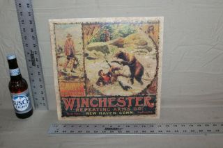SCARCE CIRCA 1900 WINCHESTER REPEATING ARMS STORE SIGN AMMO GUN HUNTING BEAR GAS 2