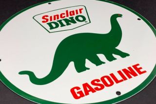 Vintage Sinclair Gasoline Dino Porcelain Metal Sign 12 " Gas Oil Pump Plate Car