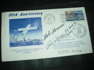 Bell X - 1 Cover Orig.  Signed Yeager,  Hoover,  Gardenas,  Space
