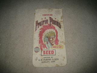 Vintage Prairie Plains Seed Sack - H.  H.  Hummel,  Fairbury,  Ne - Indian Chief Graphics