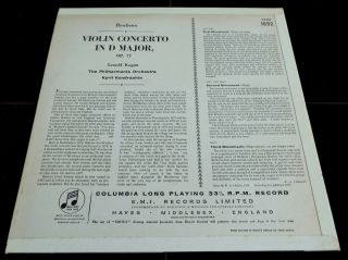 Brahms: Violin Concerto - Leonid Kogan Columbia 33CX 1692 ED1 LP 3
