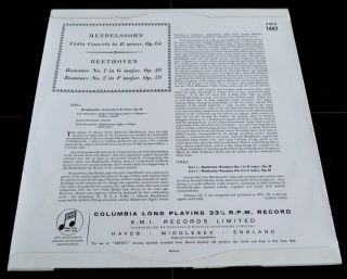 Mendelssohn: Violin Concerto - Johanna Martzy Columbia 33CX 1497 ED1 LP 3