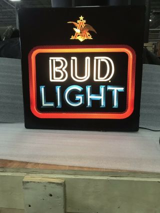Older Bud Light Neo Neon Beer Light Bar Sign Man Cave Lighted
