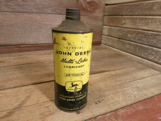 John Deere Multi - Luber Quart Oil Can Four Legged Deer Vintage 32 oz AN 11100 N 3