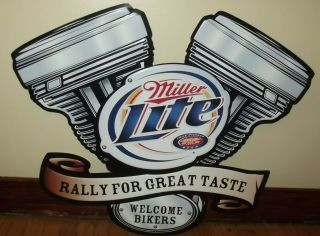 Miller Lite Welcome Bikers Rally For Great Taste Harley Davidson Metal Sign