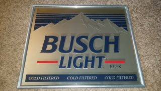 Old Busch Light 1991 Mirror Sign Advertisement Collectible Vintage Beer Brewery