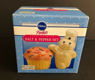 Pillsbury Funfetti Salt & Pepper Shakers Doughboy Pink Sprinkles Cupcake