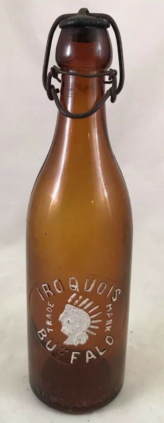 Ex.  Rare Iroquois Buffalo Beer Blob Top Bottle With Cap Pre 1900