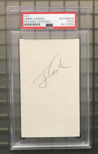 President Jimmy Carter Signed 3x5 Index Card Autographed Psa/dna Auto