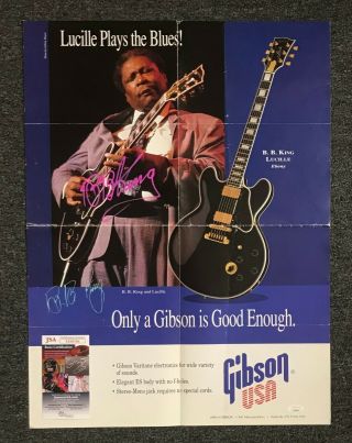 Bb King Signed 18x24 Gibson Guitar Advertisement Ad Poster Autographed Jsa