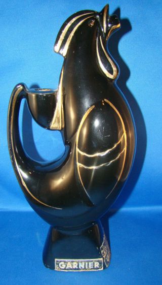 Rooster Decanter Garnier Barware Black Gold Porcelain Art Deco 1952 Vintage @2b