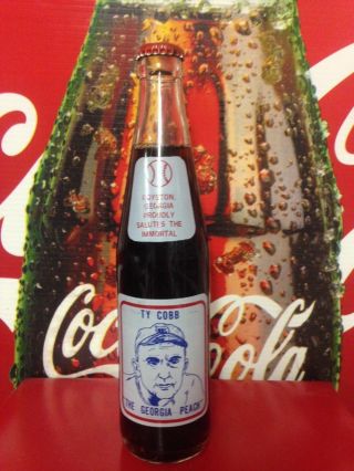 Ty Cobb Coca Cola Bottle " The Georgia Peach " 10oz Tall Rare