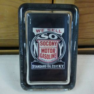 Early Advertising Glass Paperweight Socony Motor Gasoline Standard Oil Co Of Ny