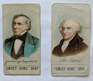 J.  D.  Larkin Advertising Cards " Sweet Home " Soap Presidents Adams & Taylor
