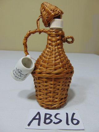 Vintage Grub Aus Dem Schwarzwald Bottle - Wicker Wrap & Mini Cup Rare Germany