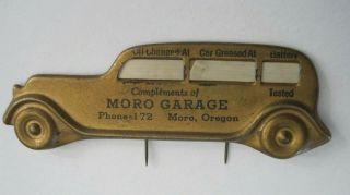 Vintage Rare Moro Oregon Or Garage Gold Car Pinback Advertising Gas Station