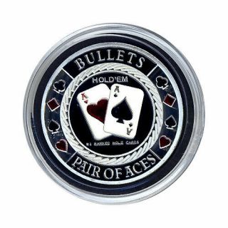 Card Guard - Bullets Aces Silver Poker Protector
