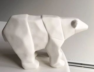 Fabulous White Bisque Porcelain Polar Bear Figurine Cubist Angular Style