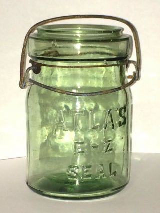 Pint Size Olive Green Atlas E - Z Seal Mason Fruit Jar Very Rare Color