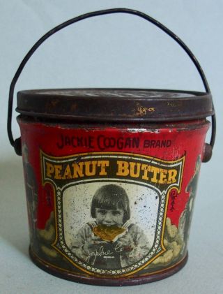 Small Size Jackie Coogan Peanut Butter Advertising Tin Pail Kelly Co Cleveland