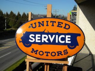Xl 19 - 1/2“x 12“ United Motors Service Old Porcelain Sign Garage Advertising Gas