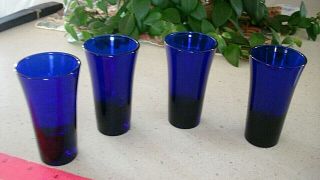 Cobalt Blue Shot Glass Set Of 4 Vintage