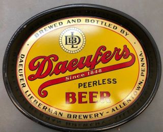 Daeufers Peerless Beer Tray Allentown Pa Lieberman 1940s Brewery