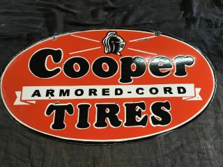 Porcelain Cooper Tires Enamel Sign Size 18 " X 30 " Inches Double Sided