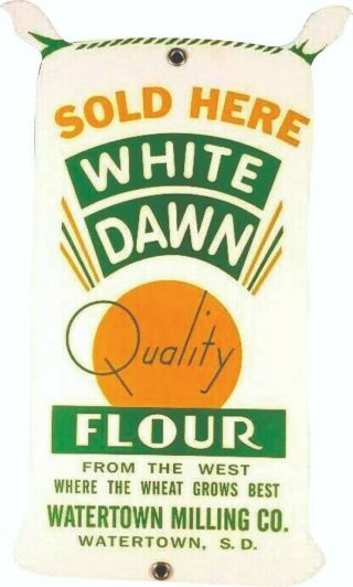 Porcelain White Dawn Service Enamel Sign Size 9.  5 " X 6 " Inch