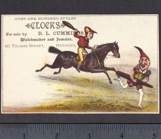 Currier & Ives 1880 Newport Ri Jockey Club Horse Punch Clown Tobacco Trade Card