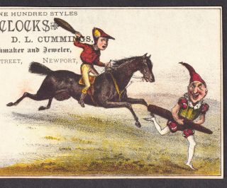 Currier & Ives 1880 Newport RI Jockey Club Horse Punch Clown Tobacco Trade Card 3