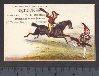Currier & Ives 1880 Newport RI Jockey Club Horse Punch Clown Tobacco Trade Card 5