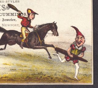 Currier & Ives 1880 Newport RI Jockey Club Horse Punch Clown Tobacco Trade Card 6