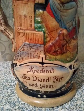 Vintage GERMAN PORCELAIN FIGURAL BEER STEIN Large 3 Liter 6