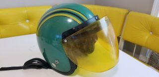 Vintage John Deere Snowmobile Motorcycle Helmet With Face Mask Shield Bg100