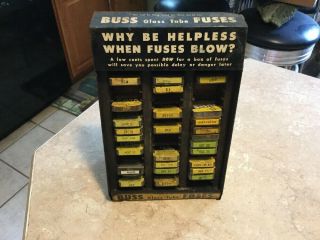 Buss Fuse Holder Gas Station,  With 25 Boxes Of Fuses Vintage