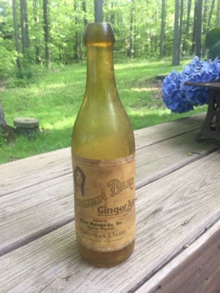 C1900 Virginia Dare Ginger Ale Soda Bottle Honey Amber Blob Top